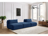 Sofa JEANNE, 3 vietų, tamsiai mėlyna šalia kavos staliuko