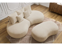 Sofa 3 vietų SAINT-GERMAIN su pufu, bouclé, smėlinė kampinis vaizdas