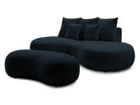 Sofa 3 vietų SAINT-GERMAIN su pufu, bouclé, tamsiai mėlyna su pufu