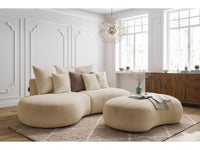 Sofa 3 vietų SAINT-GERMAIN su pufu, bouclé, smėlinė su pagalvėlėmis