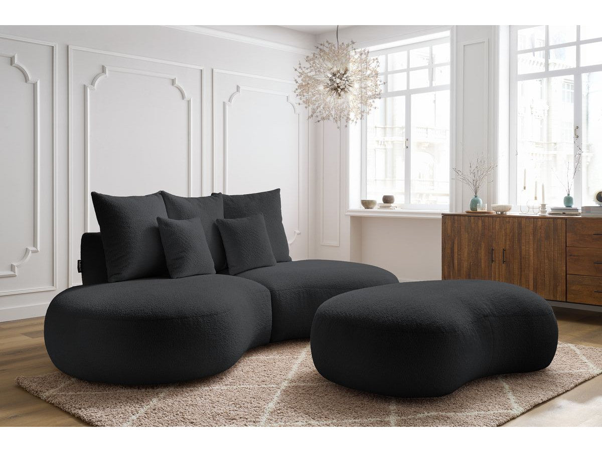 Sofa 3 vietų SAINT-GERMAIN su pufu, bouclé, tamsiai pilka detalės vaizdas