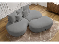 Sofa 3 vietų SAINT-GERMAIN su pufu, bouclé, šviesiai pilka kampinis vaizdas