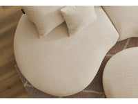 Sofa 3 vietų SAINT-GERMAIN su pufu, bouclé, smėlinė vaizdas iš priekio