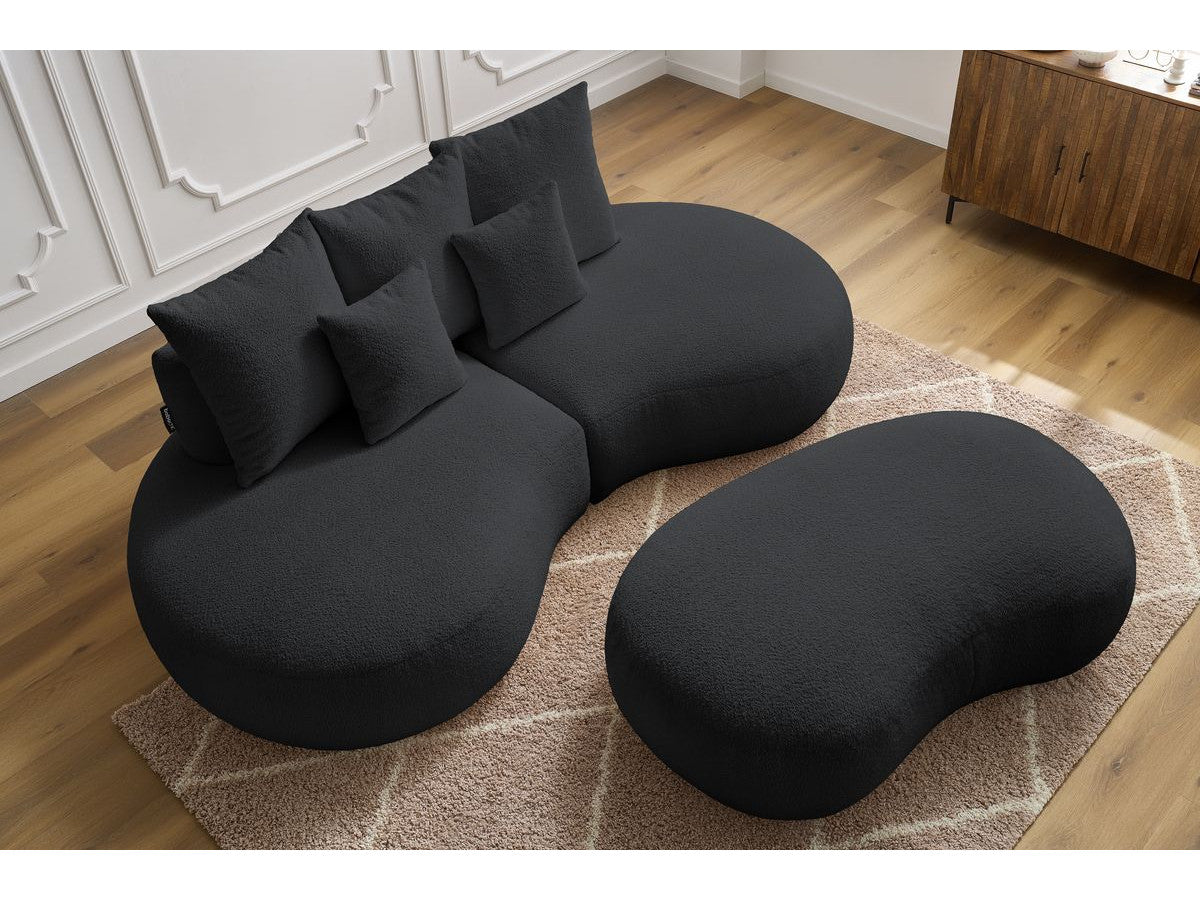 Sofa 3 vietų SAINT-GERMAIN su pufu, bouclé, tamsiai pilka vaizdas iš priekio