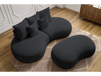 Sofa 3 vietų SAINT-GERMAIN su pufu, bouclé, tamsiai pilka vaizdas iš priekio