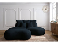 Sofa 3 vietų SAINT-GERMAIN su pufu, bouclé, tamsiai mėlyna audinio tekstūra