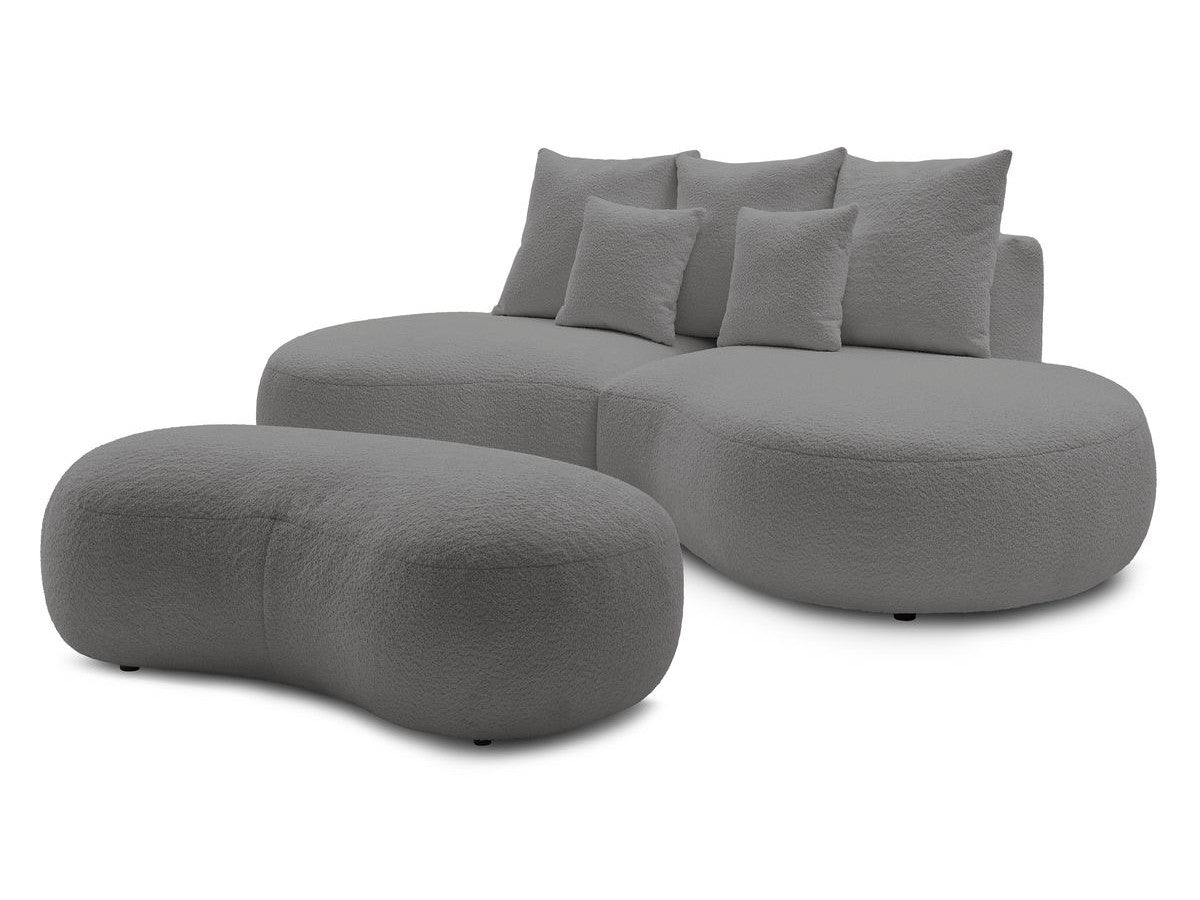 Sofa 3 vietų SAINT-GERMAIN su pufu, bouclé, šviesiai pilka su pufu