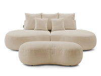 Sofa 3 vietų SAINT-GERMAIN su pufu, bouclé, smėlinė moderniame interjere