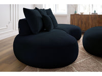 Sofa 3 vietų SAINT-GERMAIN su pufu, bouclé, tamsiai mėlyna svetainės interjere