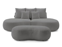 Sofa 3 vietų SAINT-GERMAIN su pufu, bouclé, šviesiai pilka moderniame interjere