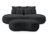 Sofa 3 vietų SAINT-GERMAIN su pufu, bouclé, tamsiai pilka moderniame interjere