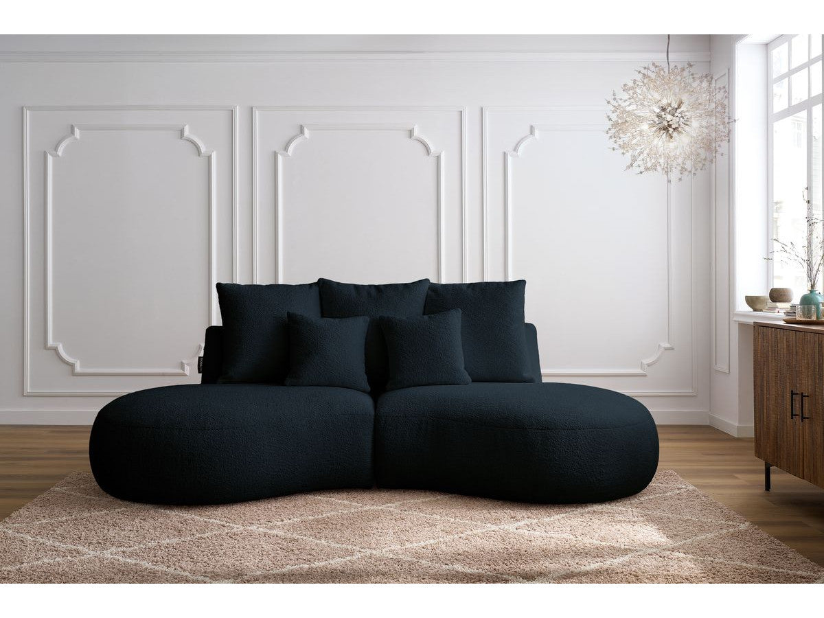 Sofa 3 vietų SAINT-GERMAIN, bouclé, tamsiai mėlyna audinio tekstūra