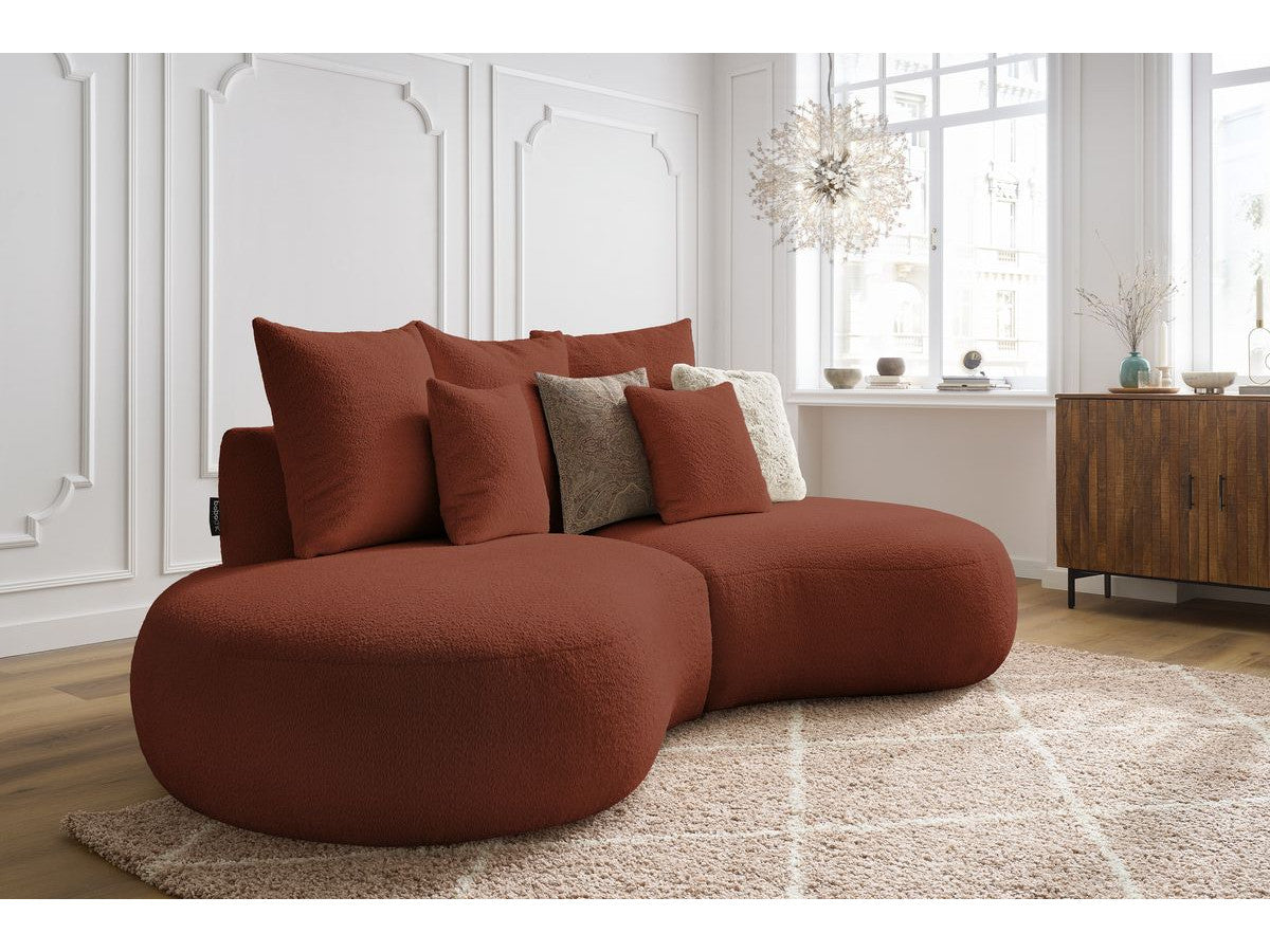 Sofa 3 vietų SAINT-GERMAIN, bouclé, oranžinė su pagalvėlėmis