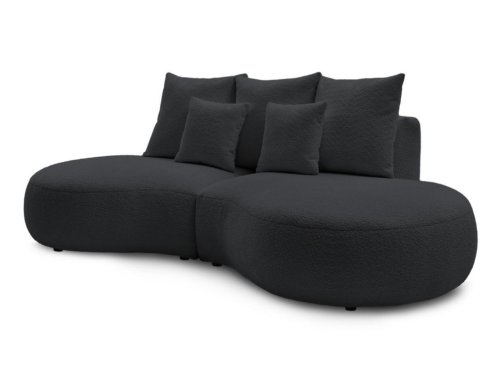 Sofa 3 vietų SAINT-GERMAIN, bouclé, tamsiai pilka su pufu