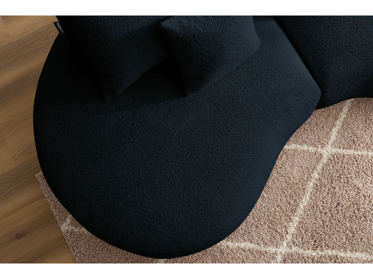 Sofa 3 vietų SAINT-GERMAIN, bouclé, tamsiai mėlyna vaizdas iš šono