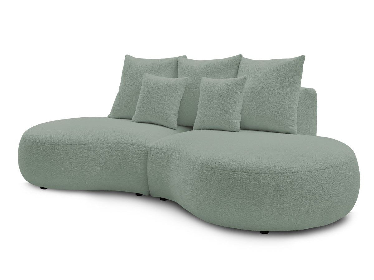 Sofa 3 vietų SAINT-GERMAIN, bouclé, žalia su pufu