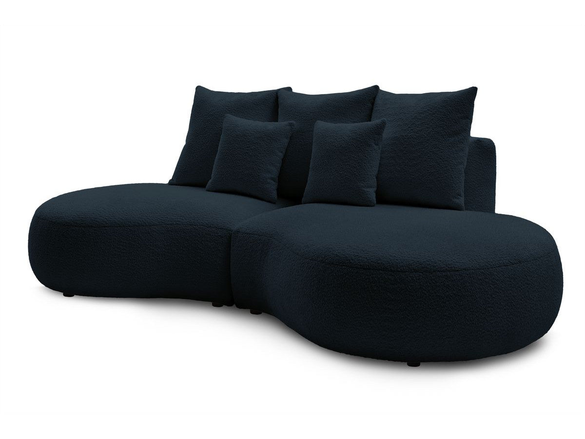 Sofa 3 vietų SAINT-GERMAIN, bouclé, tamsiai mėlyna su pufu