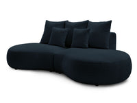 Sofa 3 vietų SAINT-GERMAIN, bouclé, tamsiai mėlyna su pufu