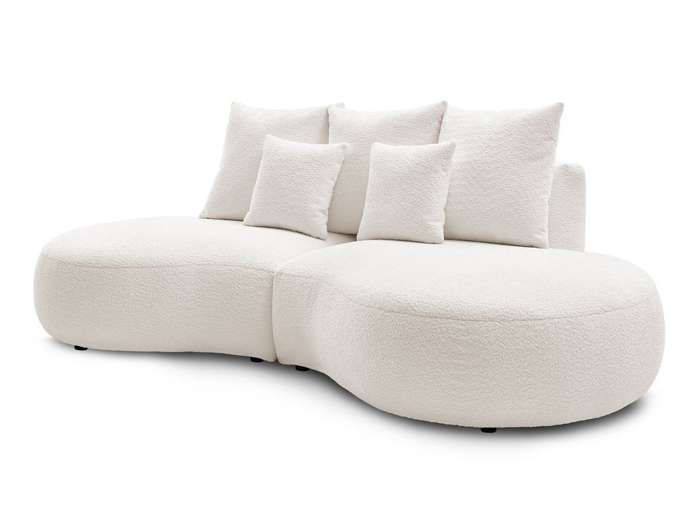 Sofa 3 vietų SAINT-GERMAIN, bouclé, balta su pufu
