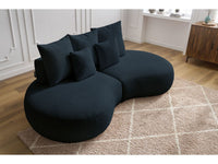 Sofa 3 vietų SAINT-GERMAIN, bouclé, tamsiai mėlyna šalia kavos staliuko