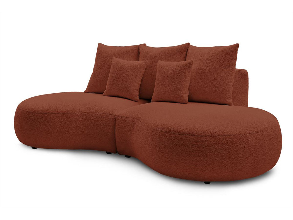 Sofa 3 vietų SAINT-GERMAIN, bouclé, oranžinė su pufu