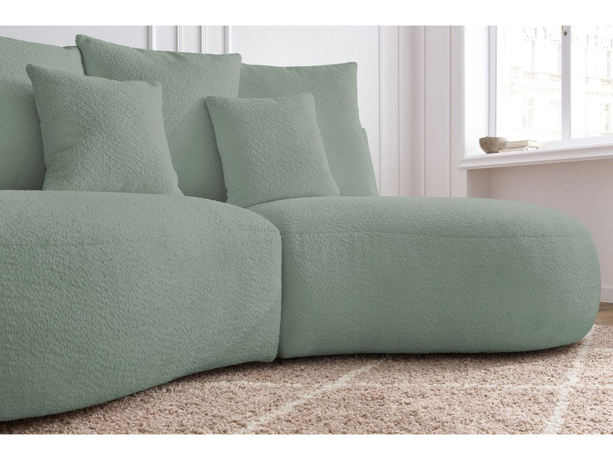 Sofa 3 vietų SAINT-GERMAIN, bouclé, žalia kampinis vaizdas