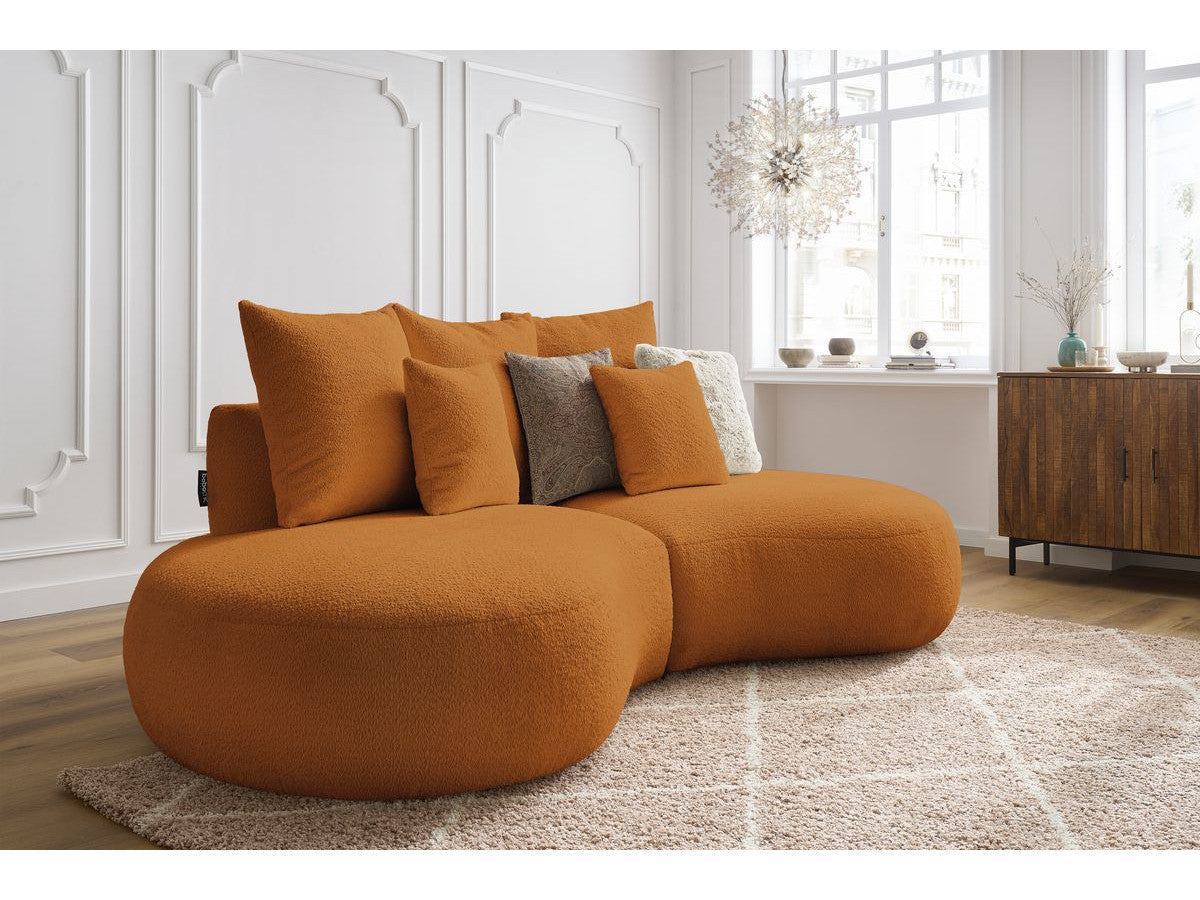 Sofa 3 vietų SAINT-GERMAIN, bouclé, geltona su pagalvėlėmis