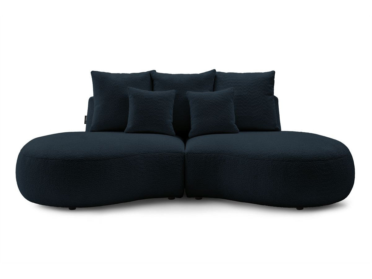 Sofa 3 vietų SAINT-GERMAIN, bouclé, tamsiai mėlyna moderniame interjere
