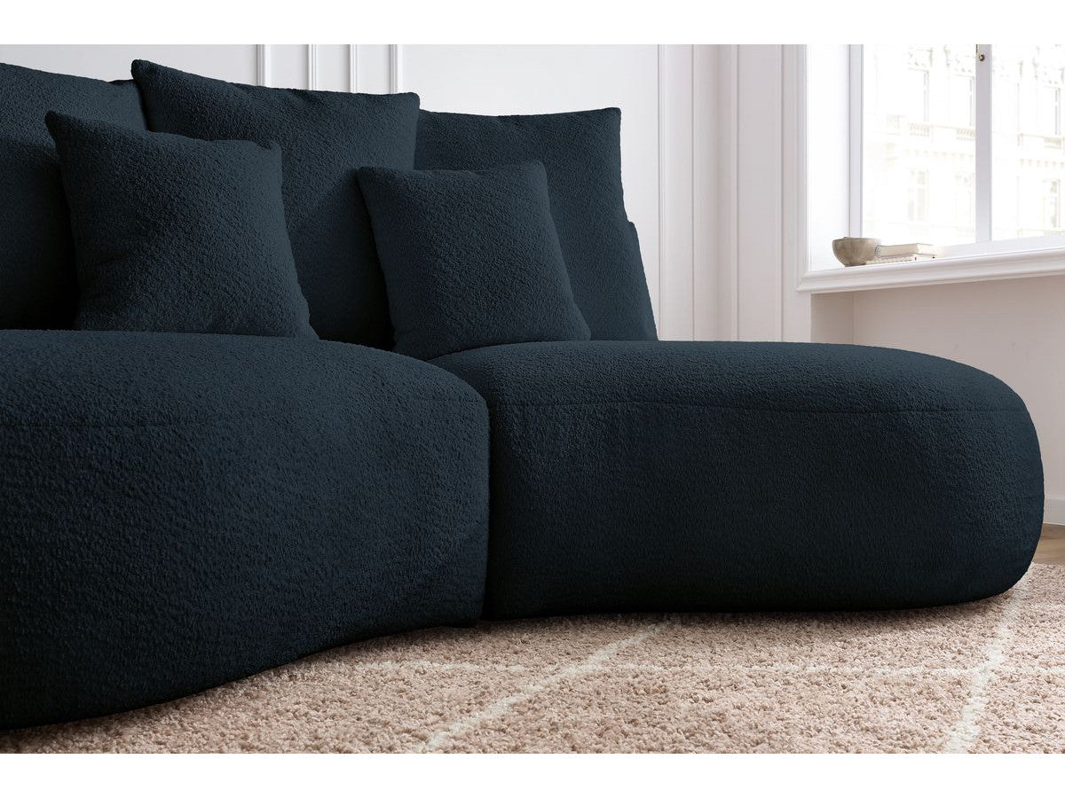Sofa 3 vietų SAINT-GERMAIN, bouclé, tamsiai mėlyna kampinis vaizdas