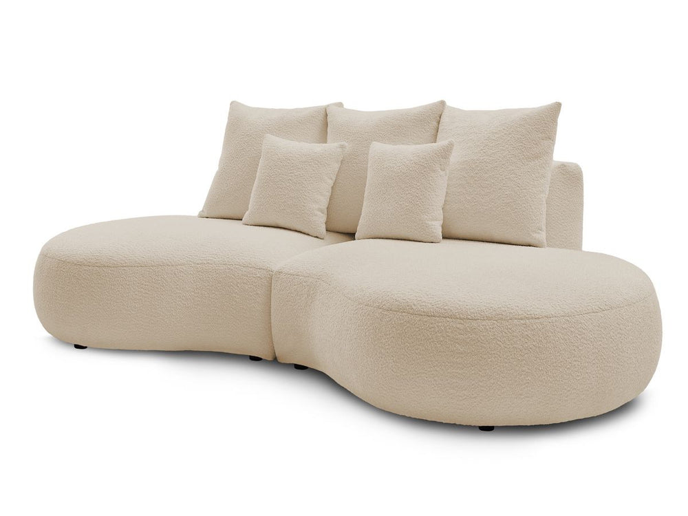 Sofa 3 vietų SAINT-GERMAIN, bouclé, smėlinė su pufu