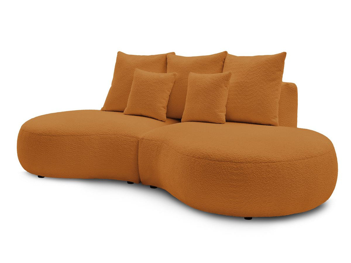 Sofa 3 vietų SAINT-GERMAIN, bouclé, geltona su pufu