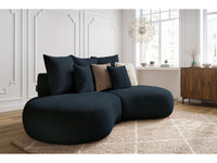 Sofa 3 vietų SAINT-GERMAIN, bouclé, tamsiai mėlyna su pagalvėlėmis