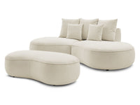 Sofa 3 vietų SAINT-GERMAIN su pufu, smėlinė svetainės interjere