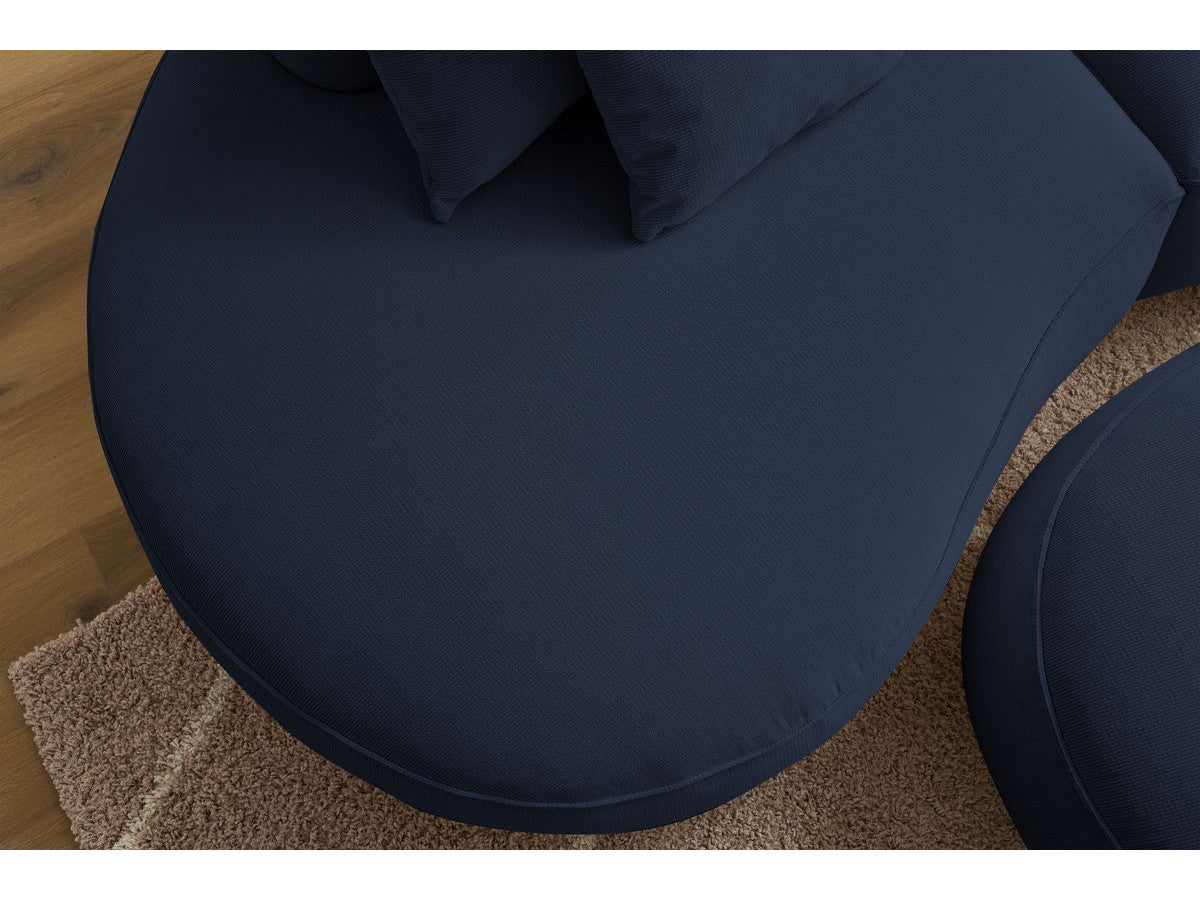 Sofa 3 vietų SAINT-GERMAIN su pufu, tamsiai mėlyna kampinis vaizdas
