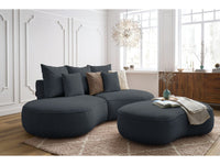 Sofa 3 vietų SAINT-GERMAIN su pufu, tamsiai pilka moderniame interjere