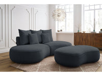 Sofa 3 vietų SAINT-GERMAIN su pufu, tamsiai pilka su pufu