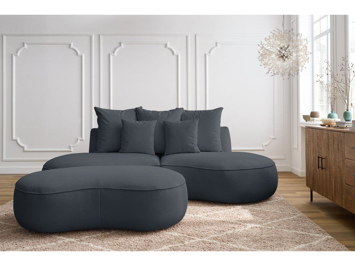 Sofa 3 vietų SAINT-GERMAIN su pufu, tamsiai pilka su pagalvėlėmis