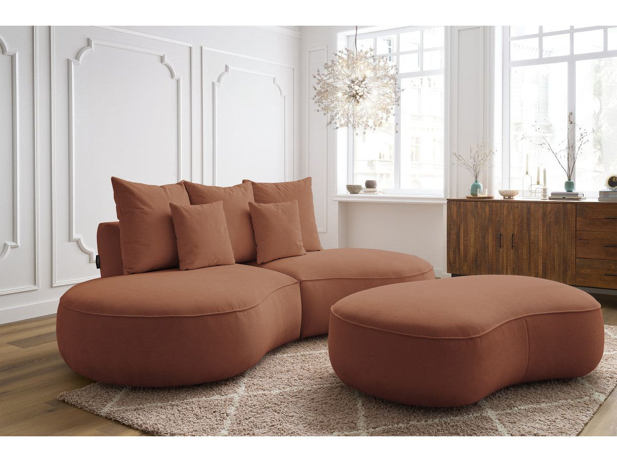 Sofa 3 vietų SAINT-GERMAIN su pufu, oranžinė su pufu
