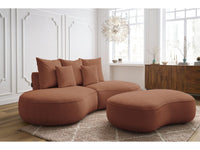 Sofa 3 vietų SAINT-GERMAIN su pufu, oranžinė su pufu