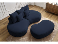 Sofa 3 vietų SAINT-GERMAIN su pufu, tamsiai mėlyna detalės vaizdas