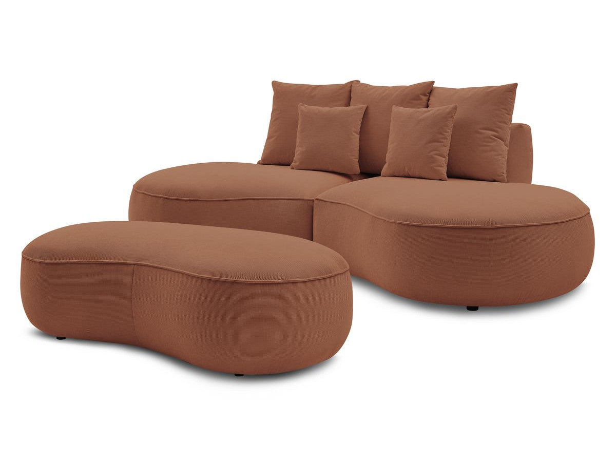 Sofa 3 vietų SAINT-GERMAIN su pufu, oranžinė svetainės interjere