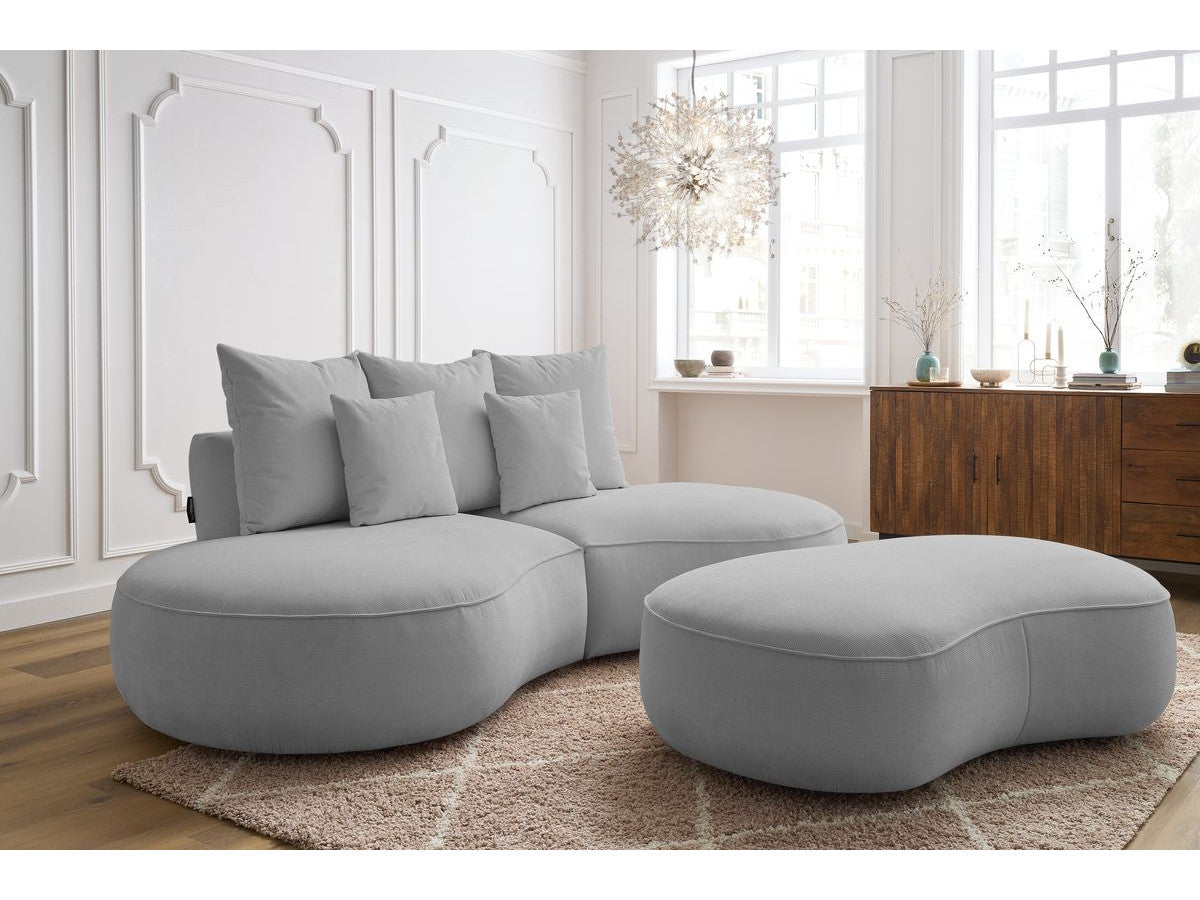 Sofa 3 vietų SAINT-GERMAIN su pufu, šviesiai pilka su pufu