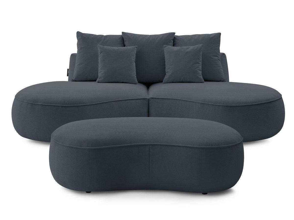 Sofa 3 vietų SAINT-GERMAIN su pufu, tamsiai pilka vaizdas iš šono