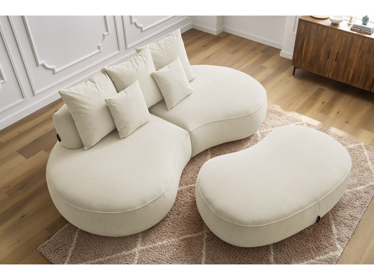 Sofa 3 vietų SAINT-GERMAIN su pufu, smėlinė detalės vaizdas