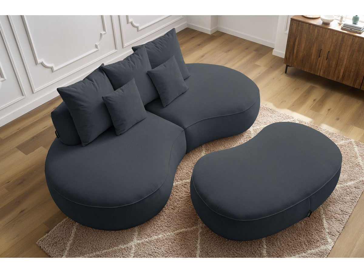 Sofa 3 vietų SAINT-GERMAIN su pufu, tamsiai pilka detalės vaizdas