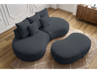 Sofa 3 vietų SAINT-GERMAIN su pufu, tamsiai pilka detalės vaizdas