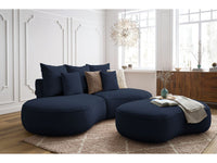 Sofa 3 vietų SAINT-GERMAIN su pufu, tamsiai mėlyna moderniame interjere
