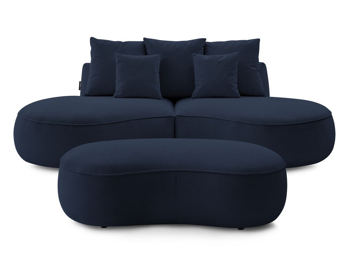 Sofa 3 vietų SAINT-GERMAIN su pufu, tamsiai mėlyna vaizdas iš šono