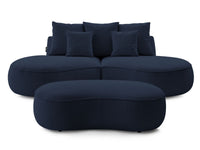 Sofa 3 vietų SAINT-GERMAIN su pufu, tamsiai mėlyna vaizdas iš šono