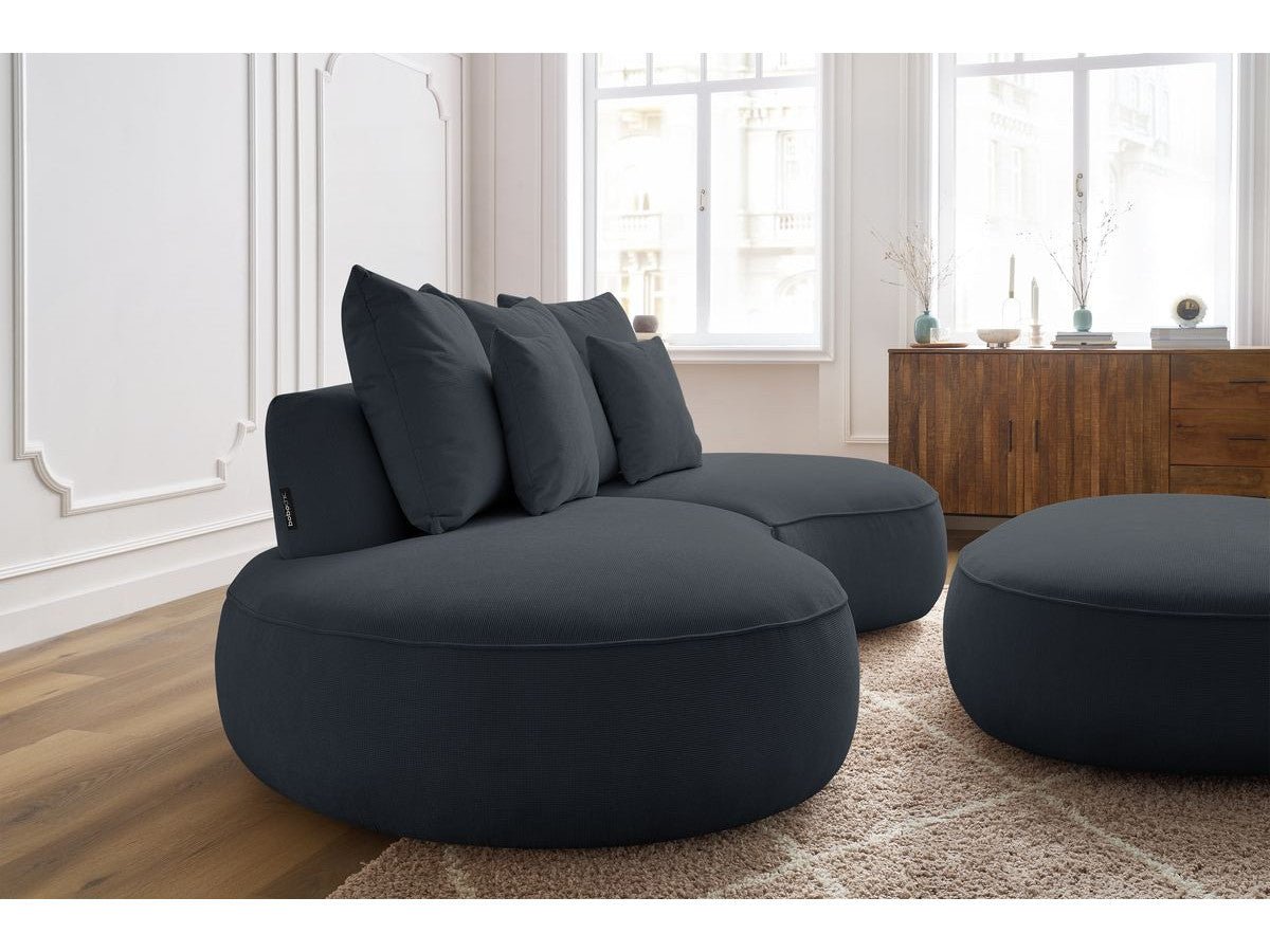 Sofa 3 vietų SAINT-GERMAIN su pufu, tamsiai pilka vaizdas iš priekio